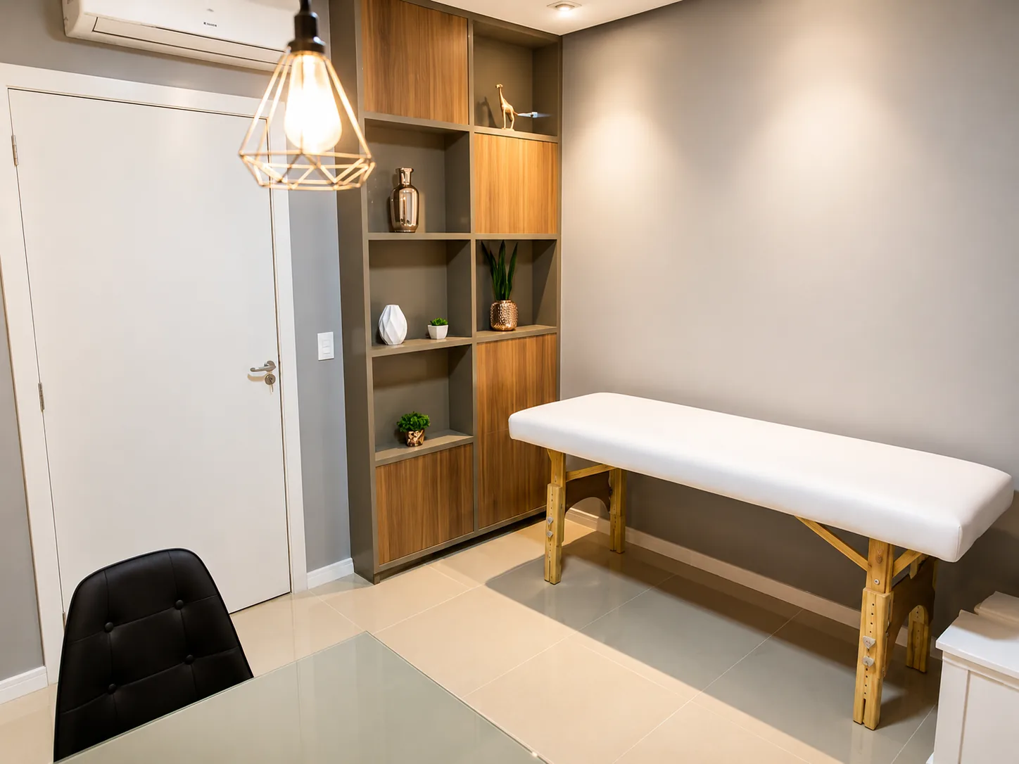 Ambiente interno da Virtuosa Clínica Estética em Indaial.